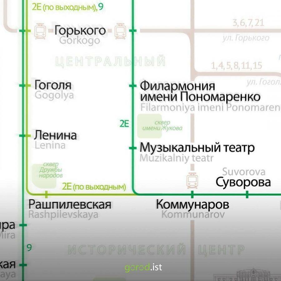 Трамвайная схема краснодара